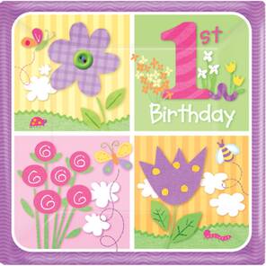 AMSCAN - İlk Yaşım Kız - 8'li Küçük Tabak