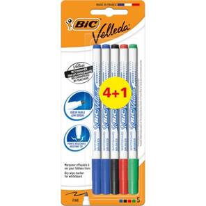 BIC Velleda -  Beyaz Tahta Kalemi -  İnce Uç 4+1