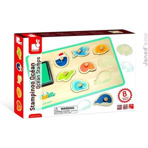 JANOD - 8 Parça Ahşap Damga Yapboz - Okyanus