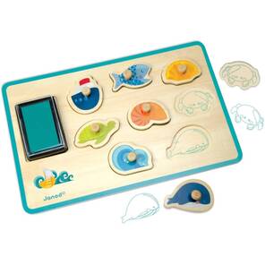 JANOD - 8 Parça Ahşap Damga Yapboz - Okyanus